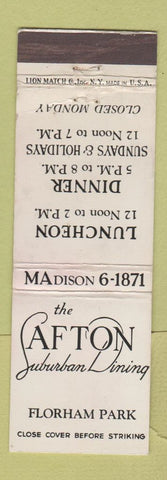 Matchbook Cover - Afton Restaurant Florham Park NJ