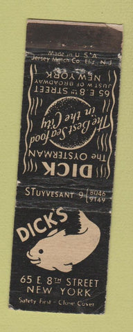 Matchbook Cover - Dick's Seafood New York City WEAR