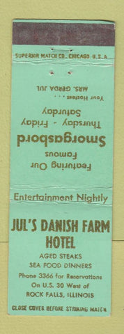 Matchbook Cover - Jul's Danish Farm Hotel Rock Falls IL