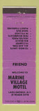 Matchbook Cover - Marine Village Motel Lake George NY PURPLE