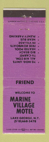 Matchbook Cover - Marine Village Motel Lake George NY PURPLE