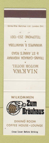 Matchbook Cover - Zum Brauhaus Wilkommen Winnipeg MB Niakwa