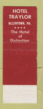 Matchbook Cover - Hotel Traylor Allentown PA