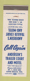 Matchbook Cover - Andersen's Trailer Court Motel Long Beach WA