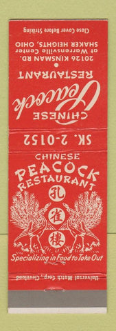 Matchbook Cover - Chinese Peacock Restaurant Shaker Heights OH