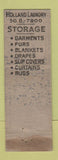 Matchbook Cover - Holland Laundry Brooklyn NY WORN