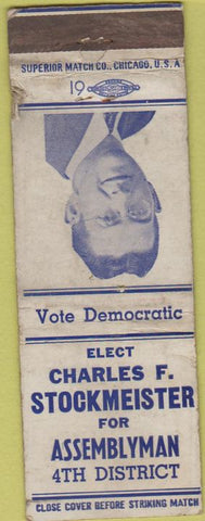 Matchbook Cover - Charles Stockmeister Democrat Rochester NY WORN