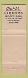 Matchbook Cover - Dutch's Liquors Colorado Springs hillbilly WEAR