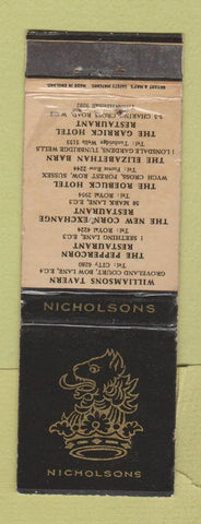 Matchbook Cover - Nicholsons Taverns UK England