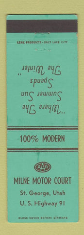 Matchbook Cover - Milne Motor Court St George UT
