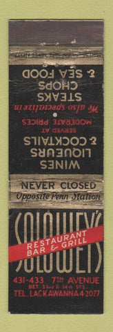 Matchbook Cover - Solowey's Restaurant New York City WEAR