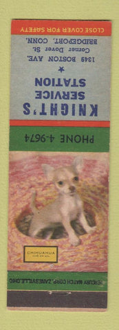 Matchbook Cover - Knight's Service oil gas Bridgeport CT Chihuahua