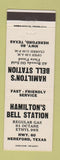 Matchbook Cover - Hamilton's Bell oil gas Hereford TX
