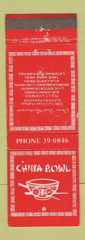 Matchbook Cover - China Bowl Chinese Restaurant WORN