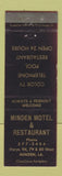 Matchbook Cover - Minden Motel Restaurant Minden LA
