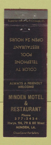 Matchbook Cover - Minden Motel Restaurant Minden LA