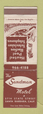 Matchbook Cover - Sandman Motel Santa Barbara CA WORN
