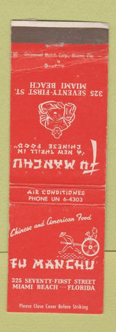 Matchbook Cover - Fu Manchu Chinese Food Miami Beach FL WEAR