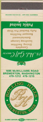 Matchbook Cover - Rolling Hills Golf Course Bremerton WA