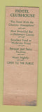 Matchbook Cover - Hotel Clubhouse Chester PA #1