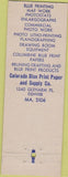 Matchbook Cover - Colorado Paper Supply Co Blueprints Denver CO