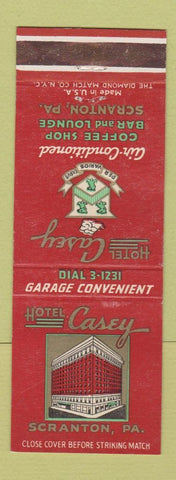 Matchbook Cover - Hotel Casey Scranton PA #1