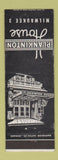 Matchbook Cover - Plankinton House Milwaukee WI