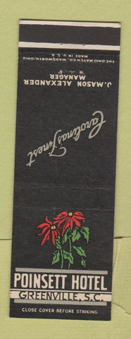 Matchbook Cover - Poinsett Hotel Greenville SC