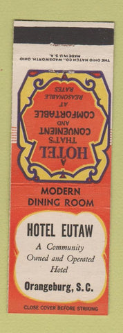 Matchbook Cover - Hotel Eutaw Orangeburg SC
