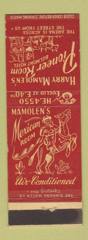Matchbook Cover - Belmont Hotel Pioneer Room Mamolen's Cleveland OH