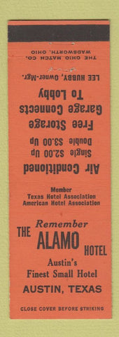 Matchbook Cover - Alamo Hotel Austin TX