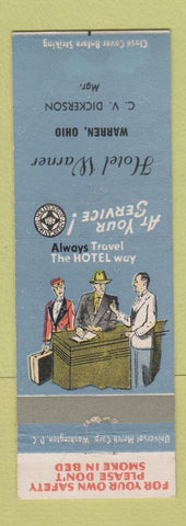 Matchbook Cover - Hotel Warner Warren OH