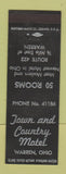 Matchbook Cover - Town and Country Motel Warren OH