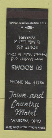 Matchbook Cover - Town and Country Motel Warren OH