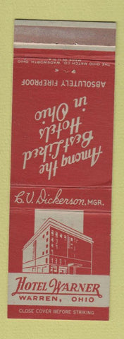 Matchbook Cover - Hotel Warren Warren OH
