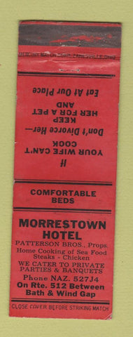 Matchbook Cover - Morrestown Hotel Wind Gap PA WEAR RED