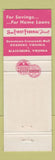 Matchbook Cover - First Federal Savings Loan Blacksburg VA