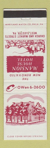 Matchbook Cover - Mansion House Hotel West Chester PA