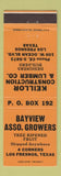 Matchbook Cover - Bayview Fruit Growers Keillor Construction Los Fresnos TX
