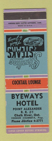Matchbook Cover - Byeways Hotel Restaurant Chalk River ON WORN