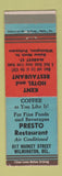 Matchbook Cover - Kent Hotel Restaurant Preston Wilmington DE