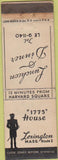 Matchbook Cover - 1775 House Lexington MA