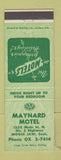 Matchbook Cover - Maynard Motel Moose Jaw SK