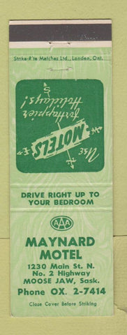 Matchbook Cover - Maynard Motel Moose Jaw SK