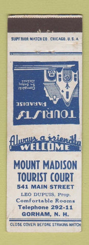 Matchbook Cover - Mount Madison Tourist Court Gorham NH