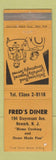Matchbook Cover - Fred's Diner Newark NJ