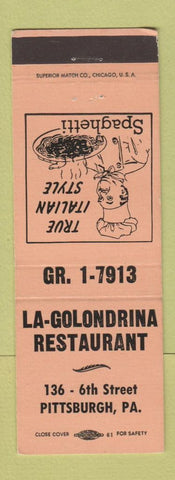 Matchbook Cover - La Golondrina Restaurant Pittsburgh PA WEAR