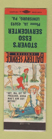 Matchbook Cover - Stover's Esso oil gas Lewisburg PA hillbilly