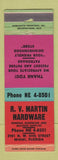 Matchbook Cover - RV Martin Hardware Miami FL WEAR