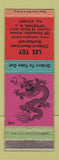 Matchbook Cover - Lee Toy Chinese Restaurant Irvington NJ WEAR